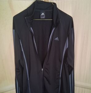 Adidas Black and Gray Windbreaker with Reflective Trim